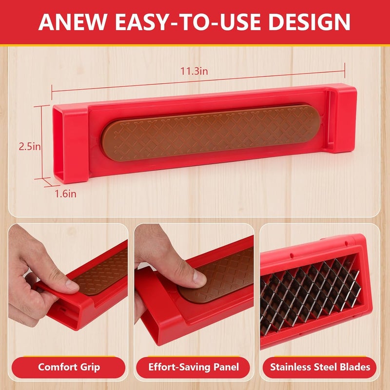 COSPELEY Hot Dog Cutter Tool - Pop-Out Hot Dog Slicer Criss Cross, Stainless Steel Blades, Suitable for Kitchen, Grilling, Tailgating, Camping and Backyard Outdoor BBQ - 11 Inch - Red - Image 3